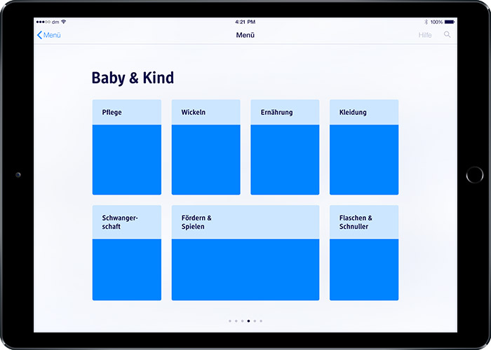 image: iPad prototype 1: submenu category baby & children